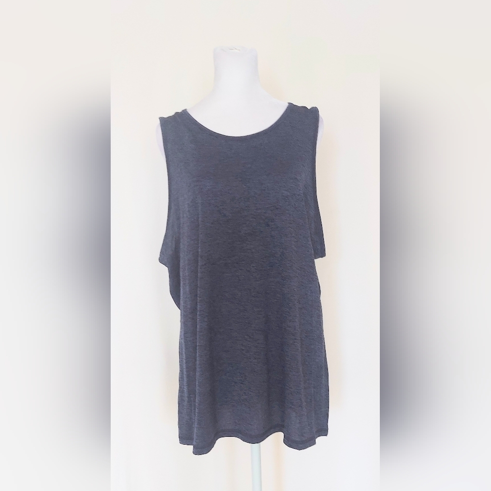 Ideology Sleeveless Keyhole Back Tank Top Shirt Blue Size XXL